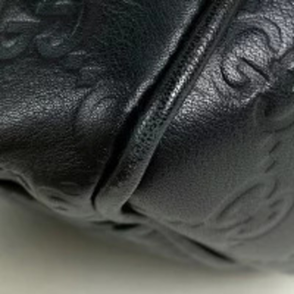 Gucci Black Tote Bag Leather Handbag ssima Signature Sukey GG Black